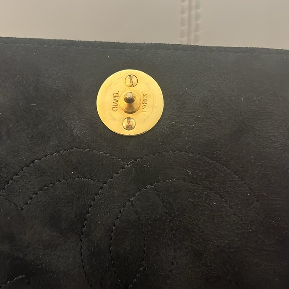 Vintage Chanel Mini Flap Black Suede 24k GP - Picture 6 of 9